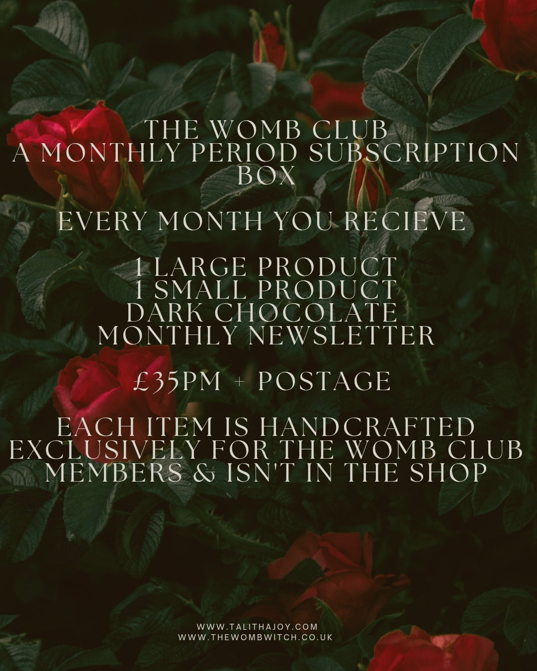 Monthly womb club subscription wellness box